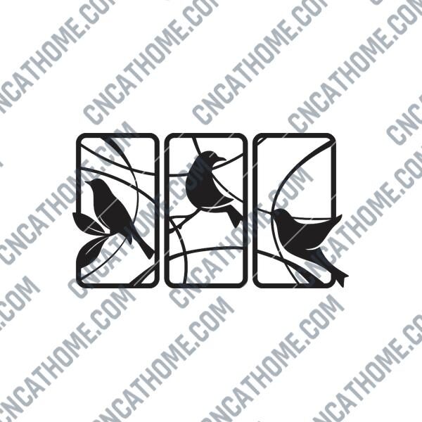 Elegant Bird Panel DXF Design