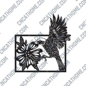 Bird with Flower DXF File