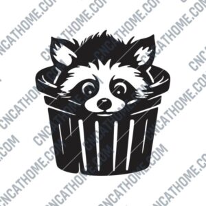 Raccoon in Trash DXF File