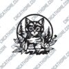 Cat with Flowers DXF Files