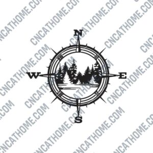 Trees Compass Scene DXF File