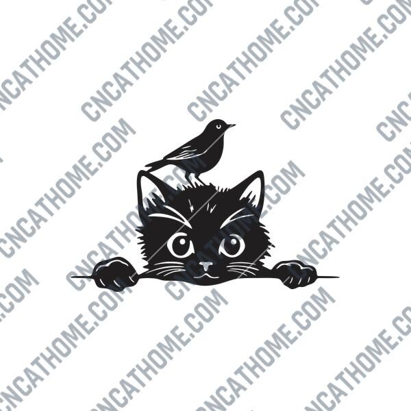 Cat with Bird DXF Files